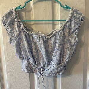 Aeropostale Light Blue Floral Blouse